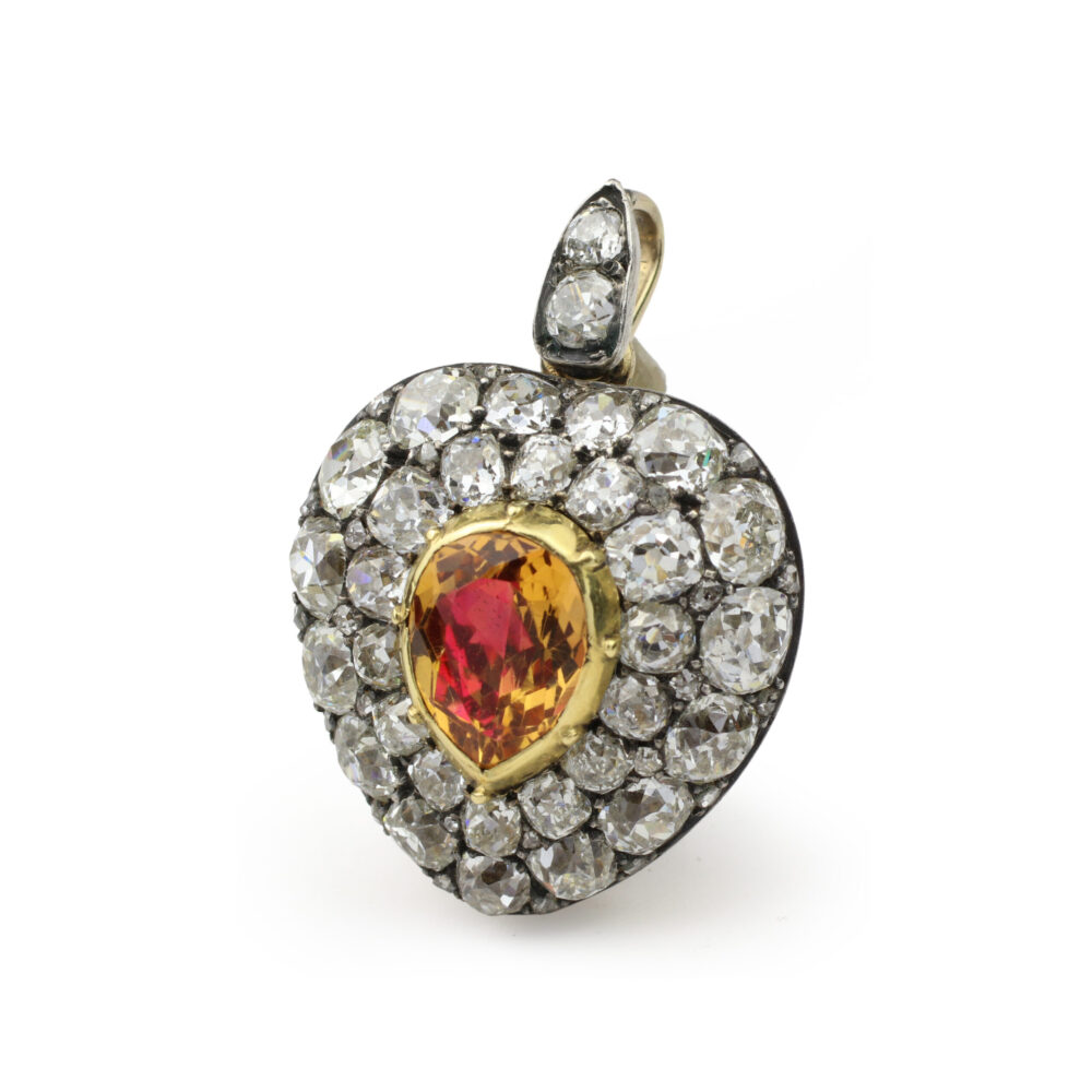 Georgian Topaz and Diamond Set Heart Pendant