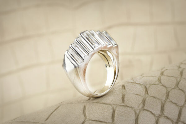 Cartier Modernist Diamond and Sculpted Platinum Ring