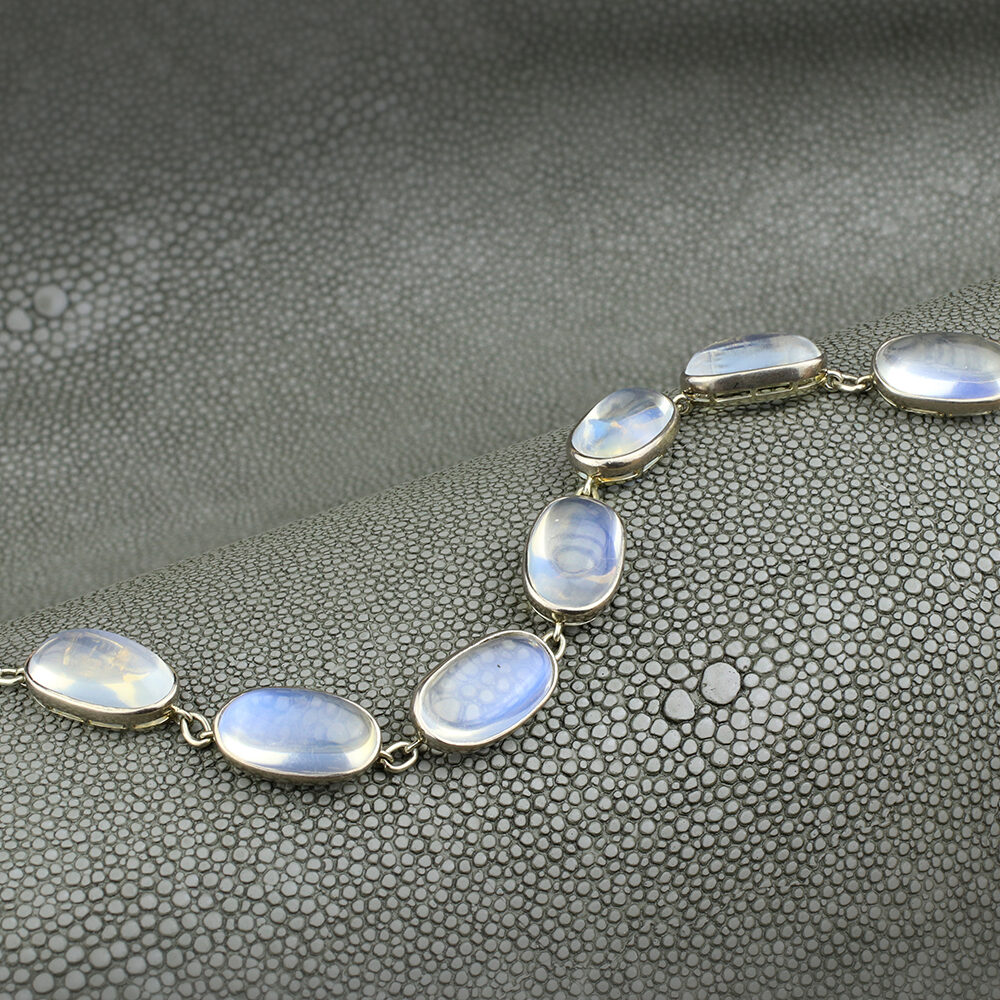 Antique French Moonstone and White Gold Bracelet