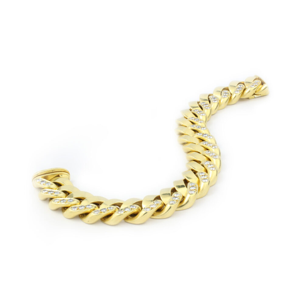 Bulgari Diamond and Gold Curb Link Bracelet