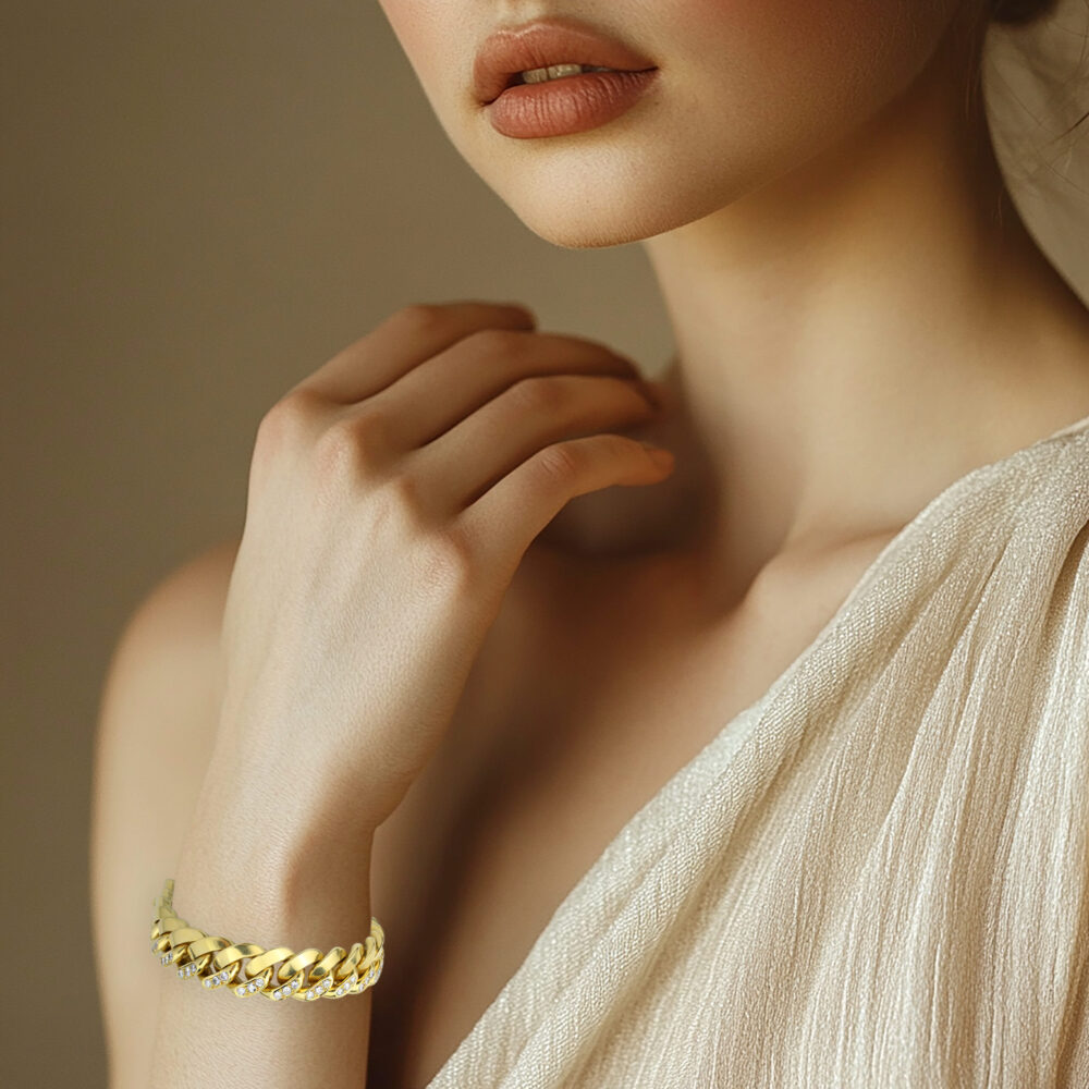 Bulgari Diamond and Gold Curb Link Bracelet