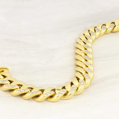 Bulgari Diamond and Gold Curb Link Bracelet