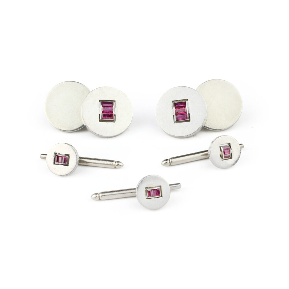 Cartier Modernist Ruby and Platinum Dress Set