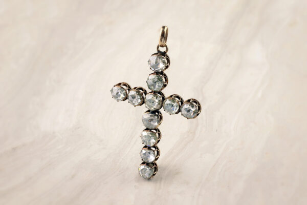 Antique Rose Cut Diamond Cross Pendant