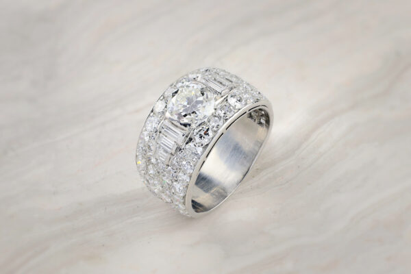 Bulgari ‘Trombino’ Diamond and Platinum Band Ring