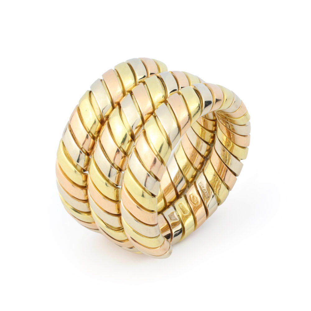 Bulgari Tubogas Tri- Colored Gold Ring