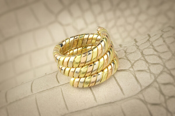 Bulgari Tubogas Tri- Colored Gold Ring