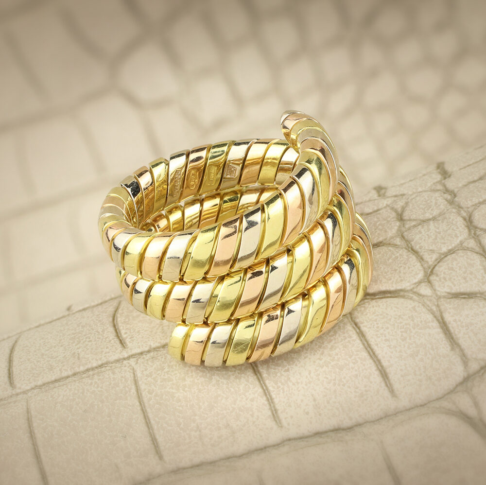 Bulgari Tubogas Tri- Colored Gold Ring