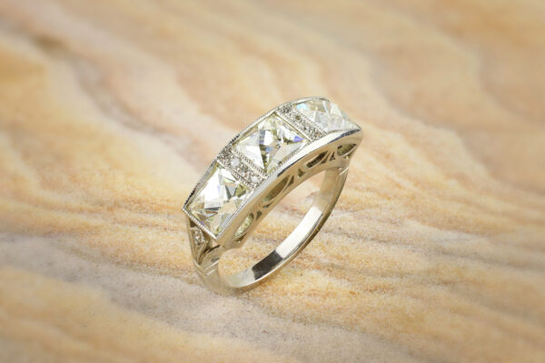 Three Stone French Cut Diamond Ring