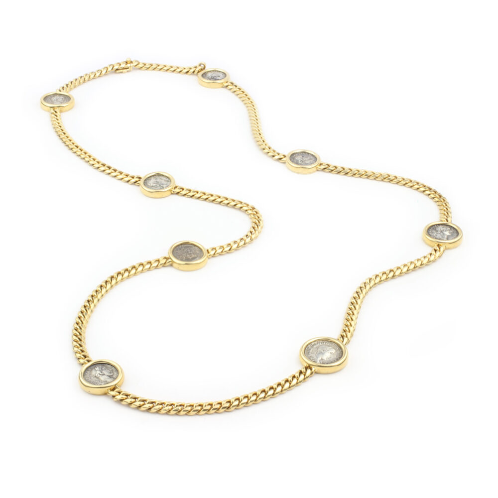 Bulgari 'Monete' Eight Ancient Coins and Gold Long Necklace - Image 3