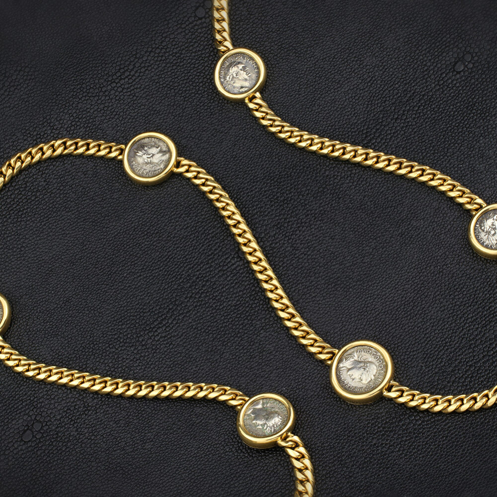 Bulgari 'Monete' Eight Ancient Coins and Gold Long Necklace