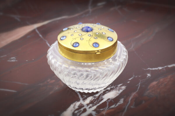 Antique  Multi-Gem, Gold and Cut Glass Vanity Jar