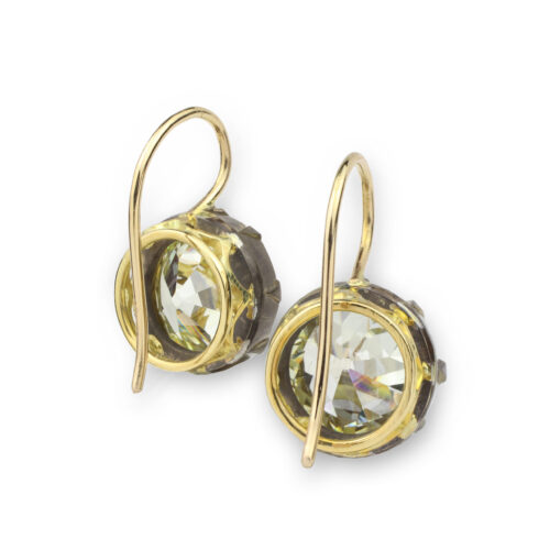 Old Cut Diamond On A Wire Silver and Gold Ear Pendants