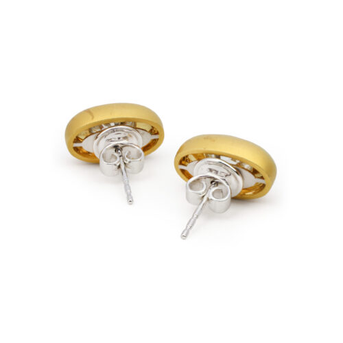 Old Cushion Cut Diamond, Gold and Platinum Ear Studs