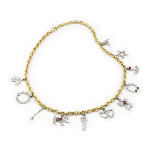 Diamond and Ruby Set Charm Necklace