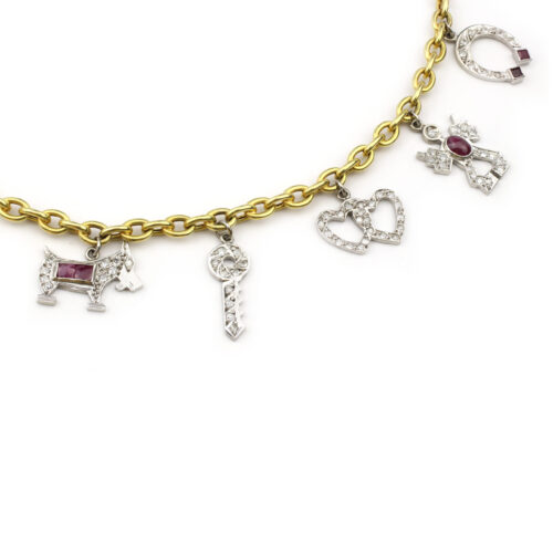 Diamond and Ruby Set Charm Necklace