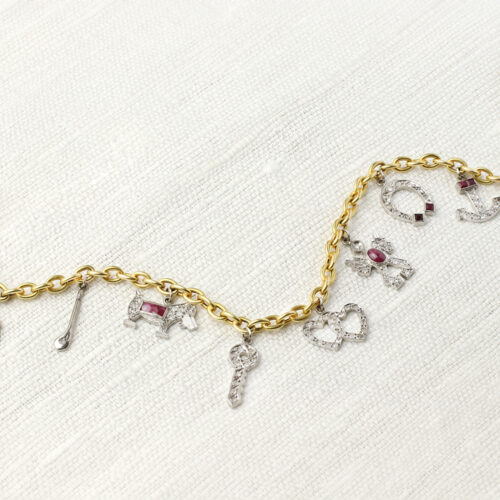 Diamond and Ruby Set Charm Necklace