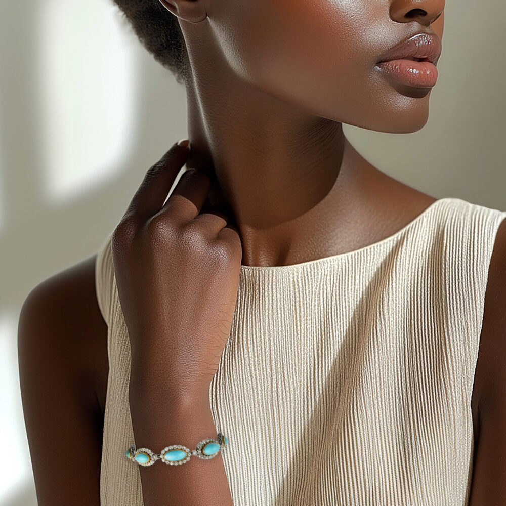 Edwardian Turquoise and Diamond Bracelet