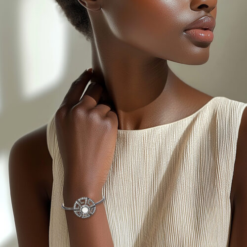 A Moonstone and Diamond Bangle Bracelet