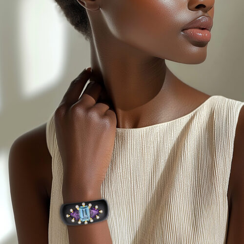 JAR Wood and Multi-Gem Bangle