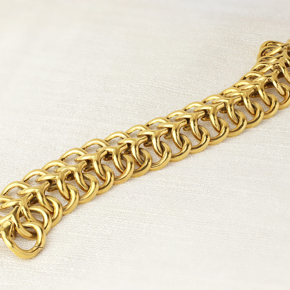 Van Cleef & Arpels Wide Gold Link Bracelet