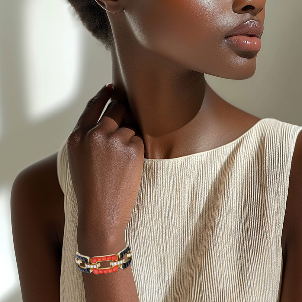 Bulgari Diamond, Black and Red Coral Bracelet