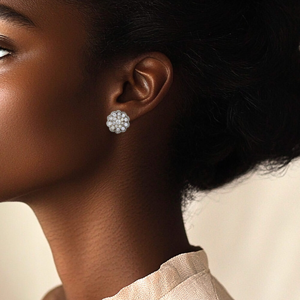 Antique Diamond Set Floral Earrings