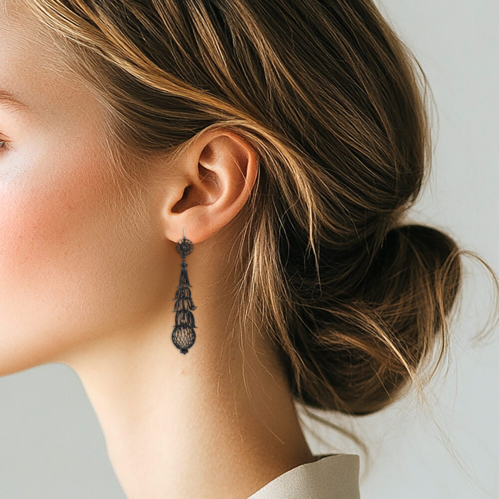 Antique Berlin Iron Work Ear Pendants