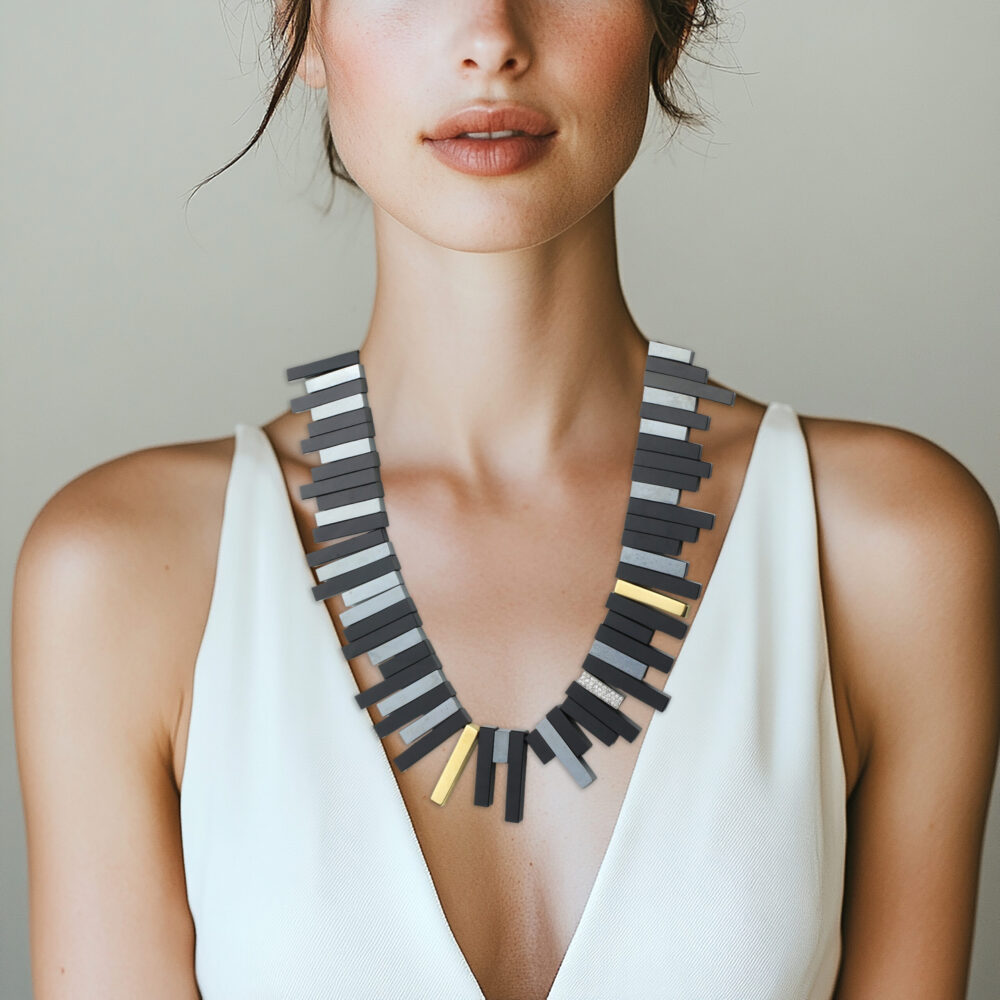 Tiffany & Co Angela Cummings, Onyx, Hematite, Gold and Diamond Bead Fringe Necklace