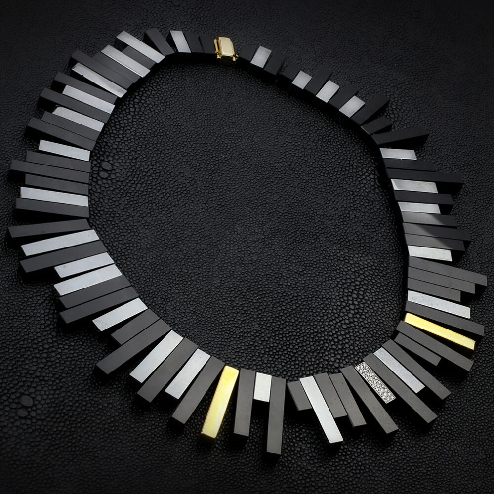 Tiffany & Co Angela Cummings, Onyx, Hematite, Gold and Diamond Bead Fringe Necklace