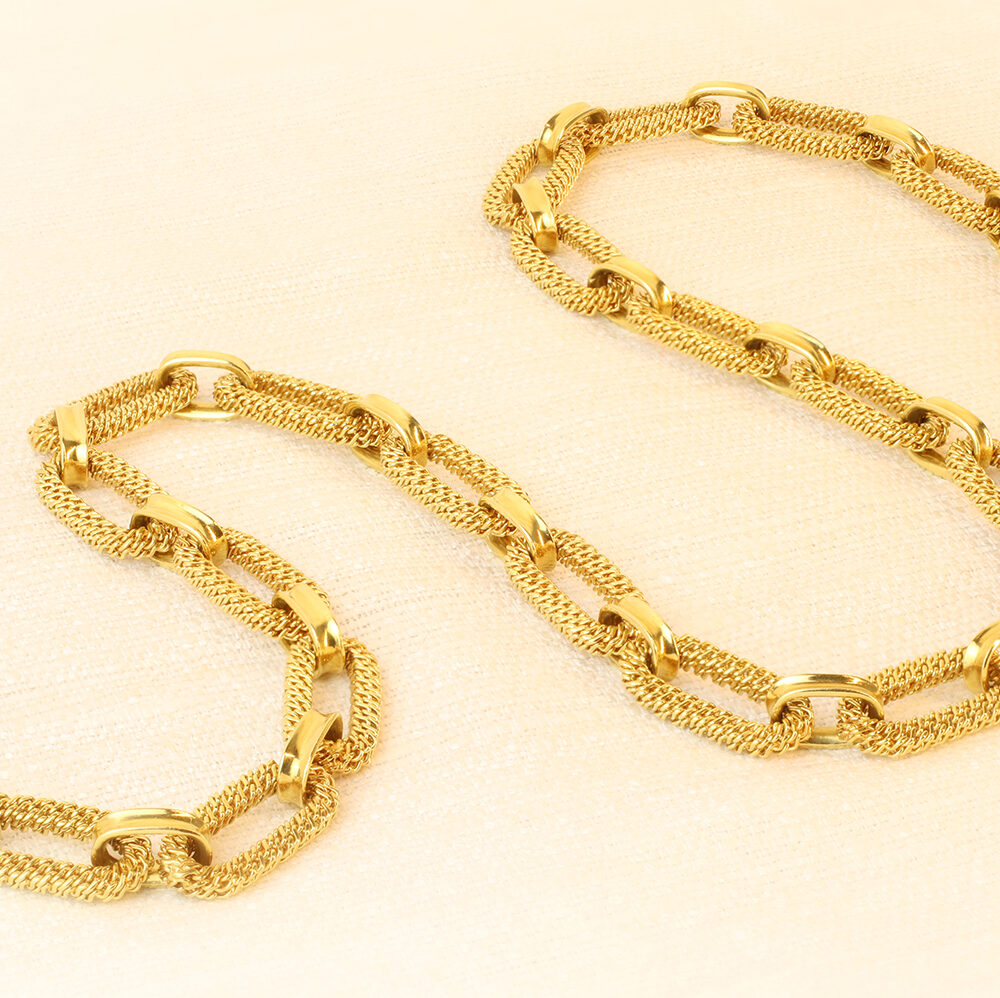 Van Cleef & Arpels, Gay Frères Woven Gold Link Long Necklace