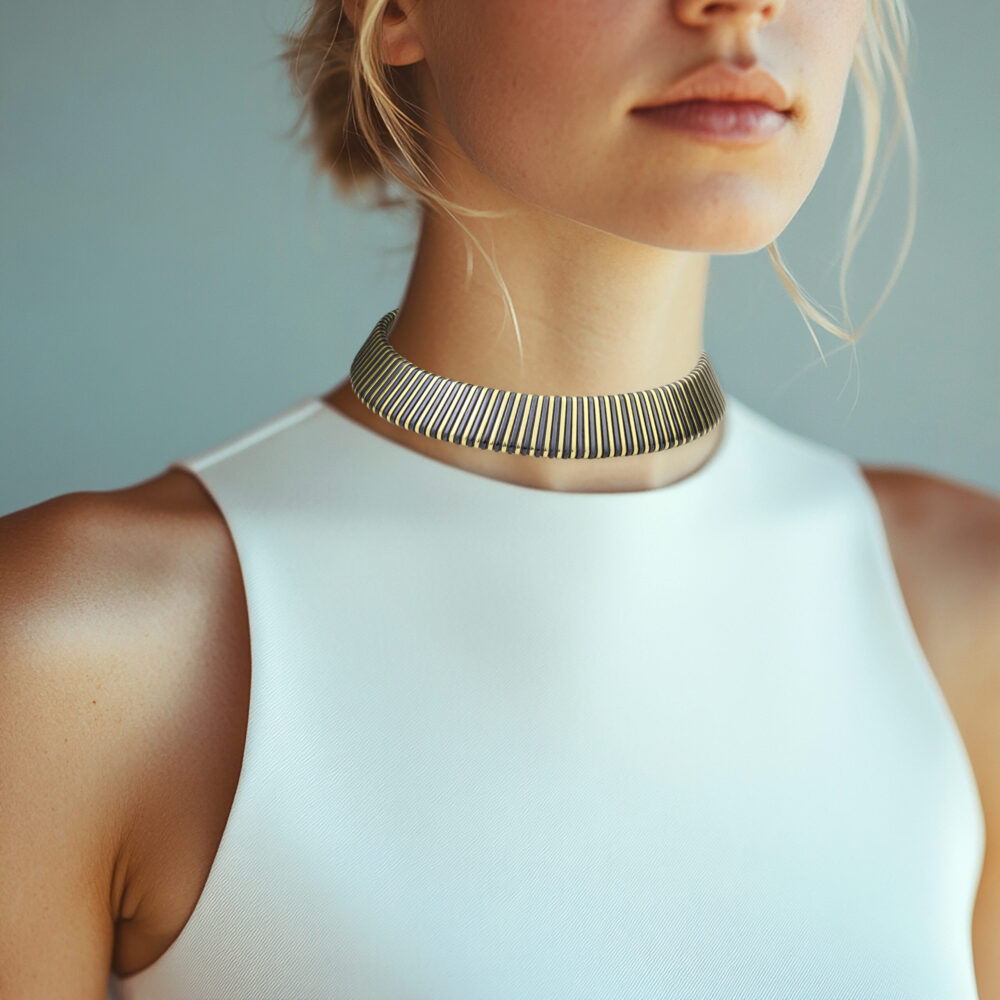 Bulgari Tubogas Gold and Blackened Gold Collar Necklace