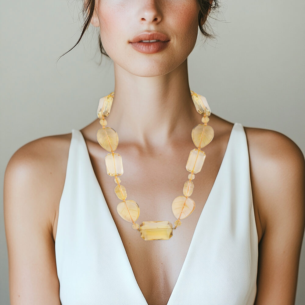 Antique Carved Citrine Bead Suite