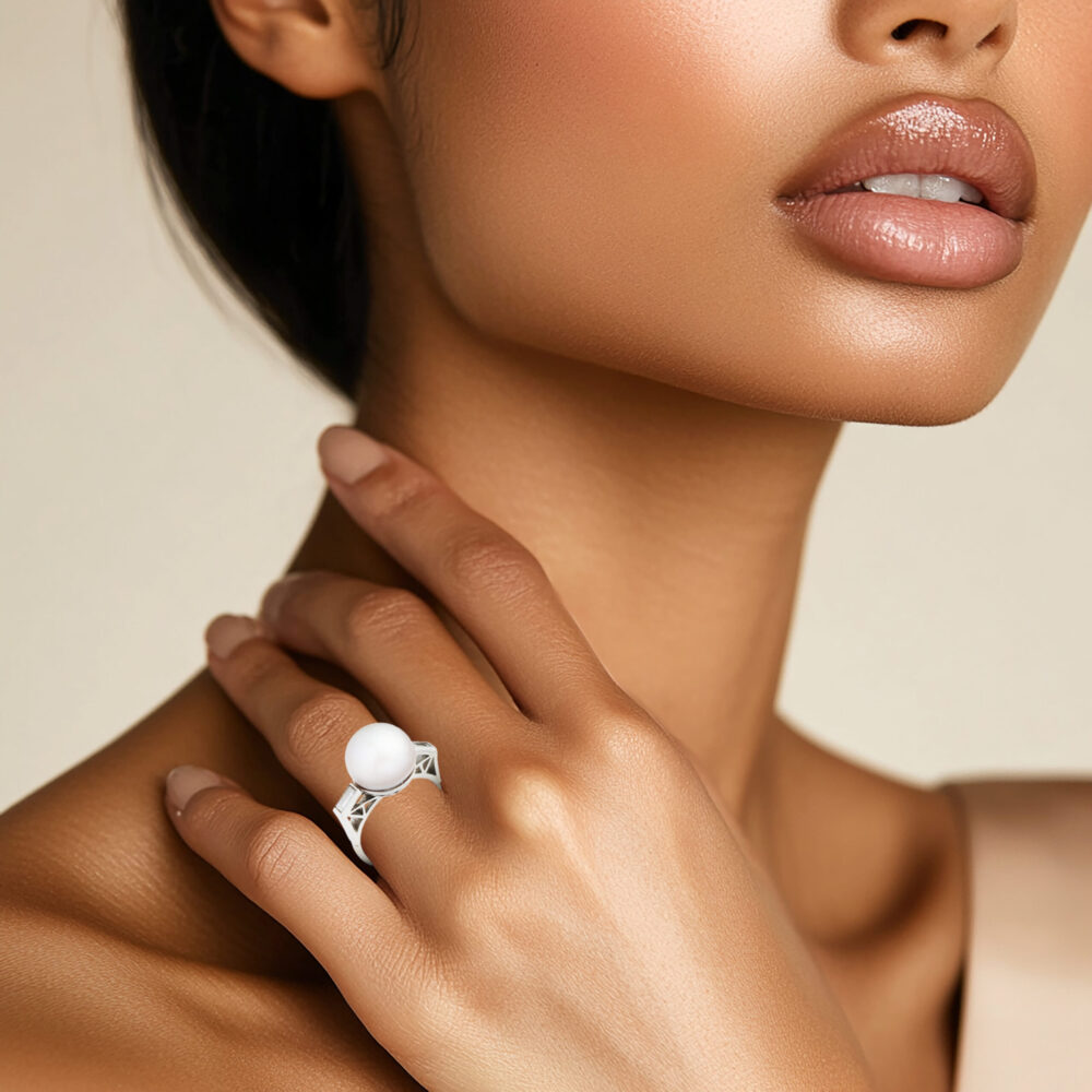 Natural Pearl and Diamond Ring