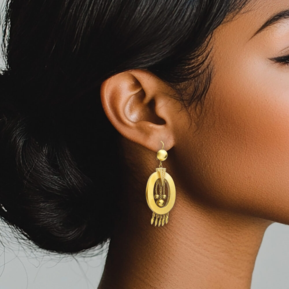 Antique Gold Fringe Ear Pendants