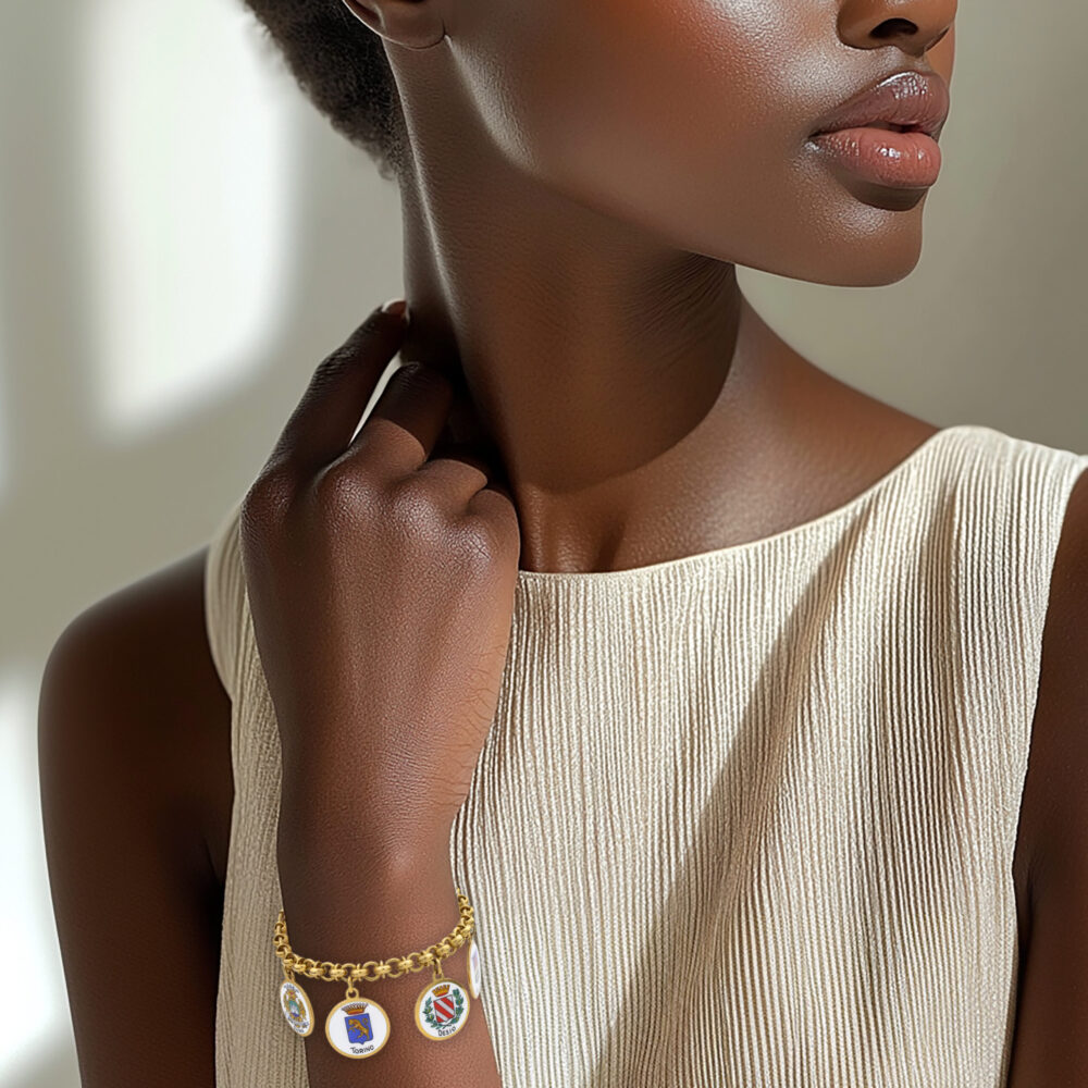 Gold And Enamel Italian Cities Charm Bracelet