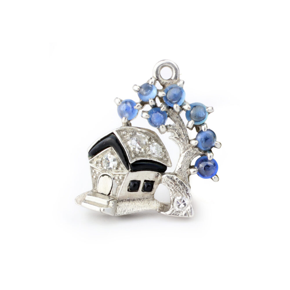 Art Deco Sapphire, Diamond and Enamel House Charm