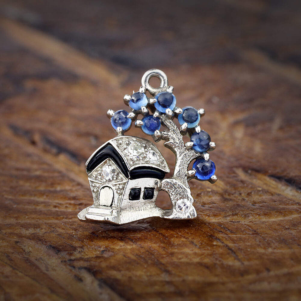 Art Deco Sapphire, Diamond and Enamel House Charm