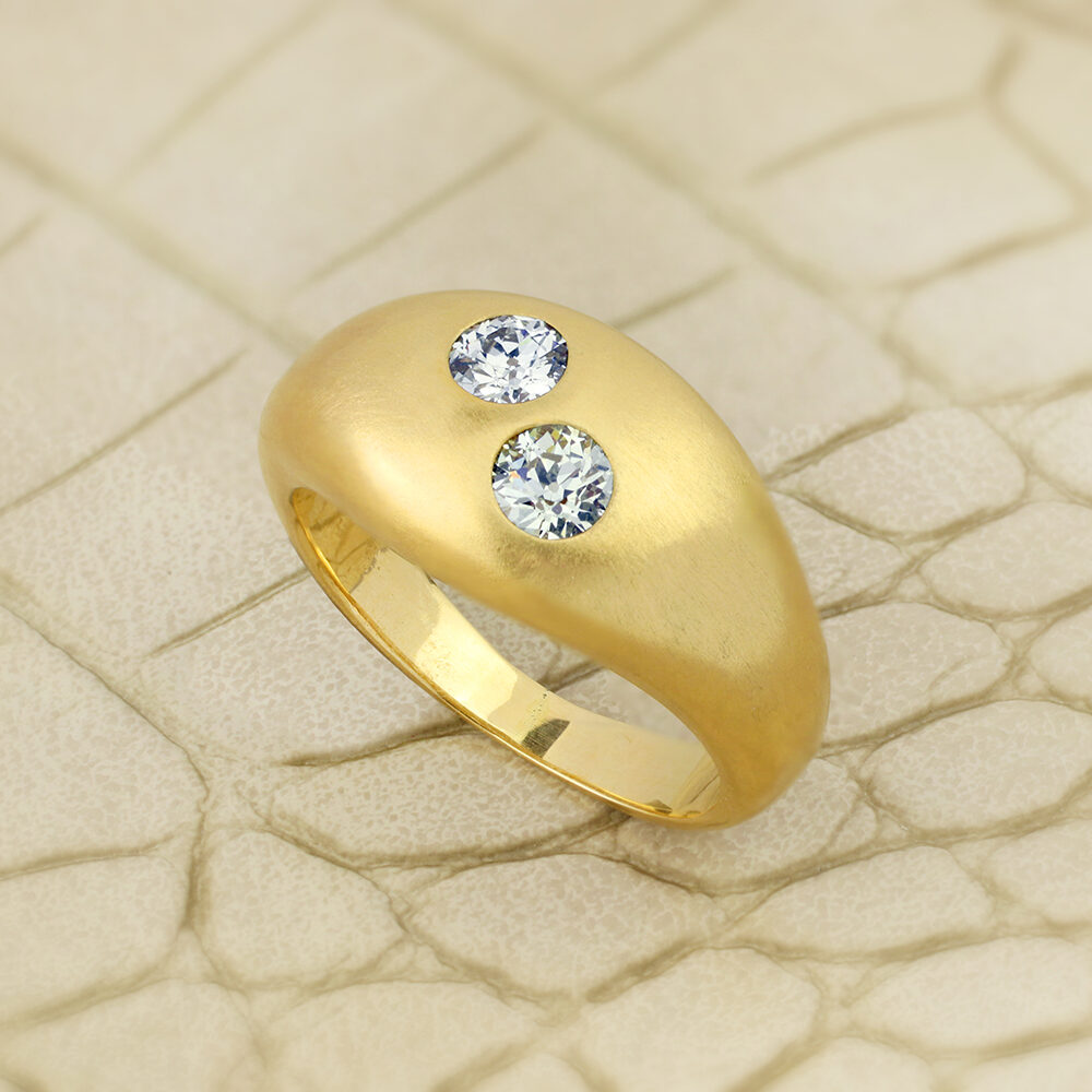 Cartier Diamond and Brushed Gold Ring