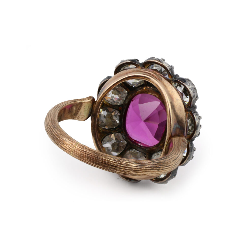 Antique Pink Sapphire and Diamond Cluster Ring