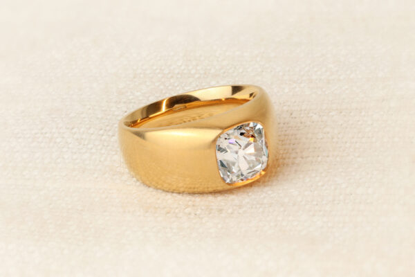 Gypsy Set Cushion Cut Diamond Ring