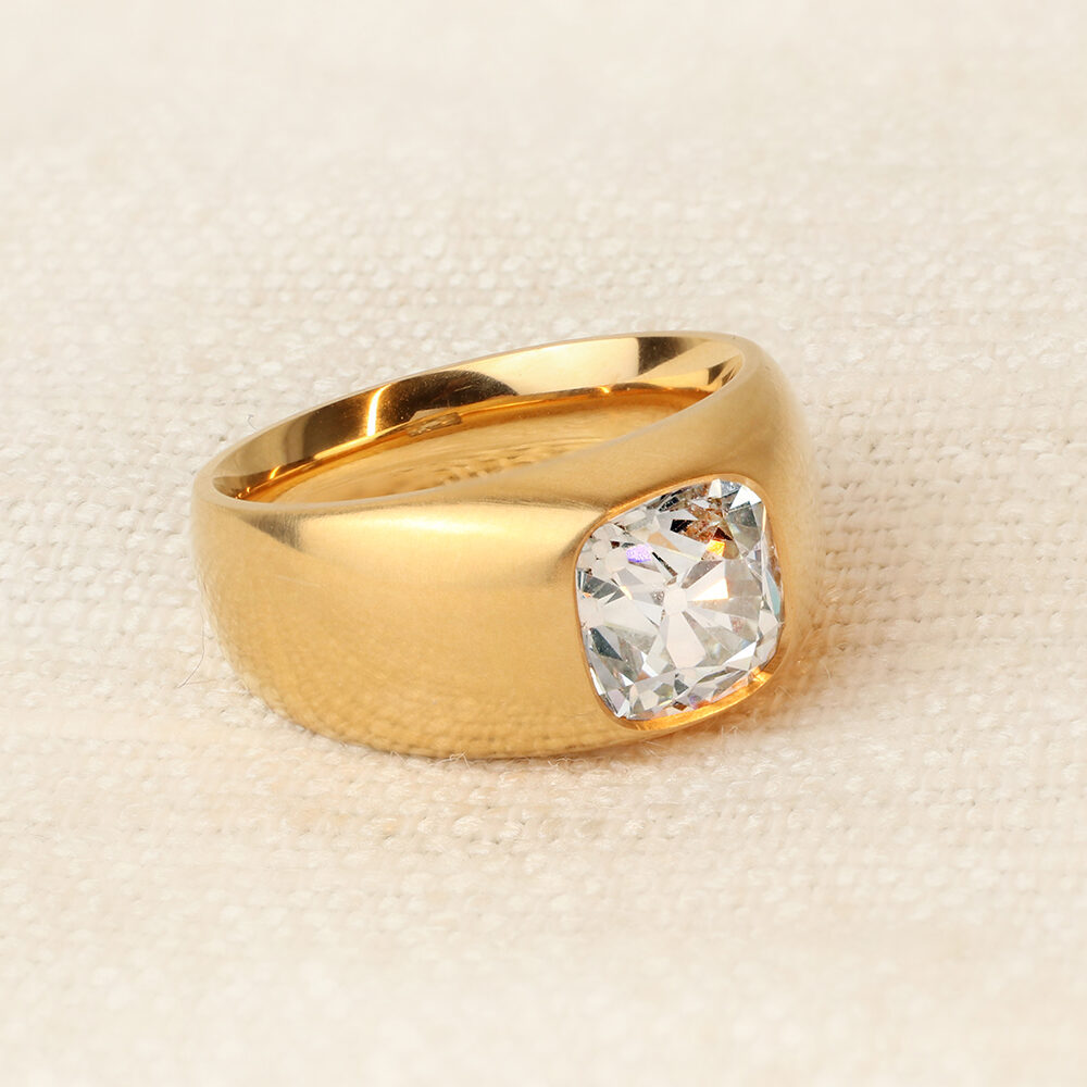 Gypsy Set Cushion Cut Diamond Ring