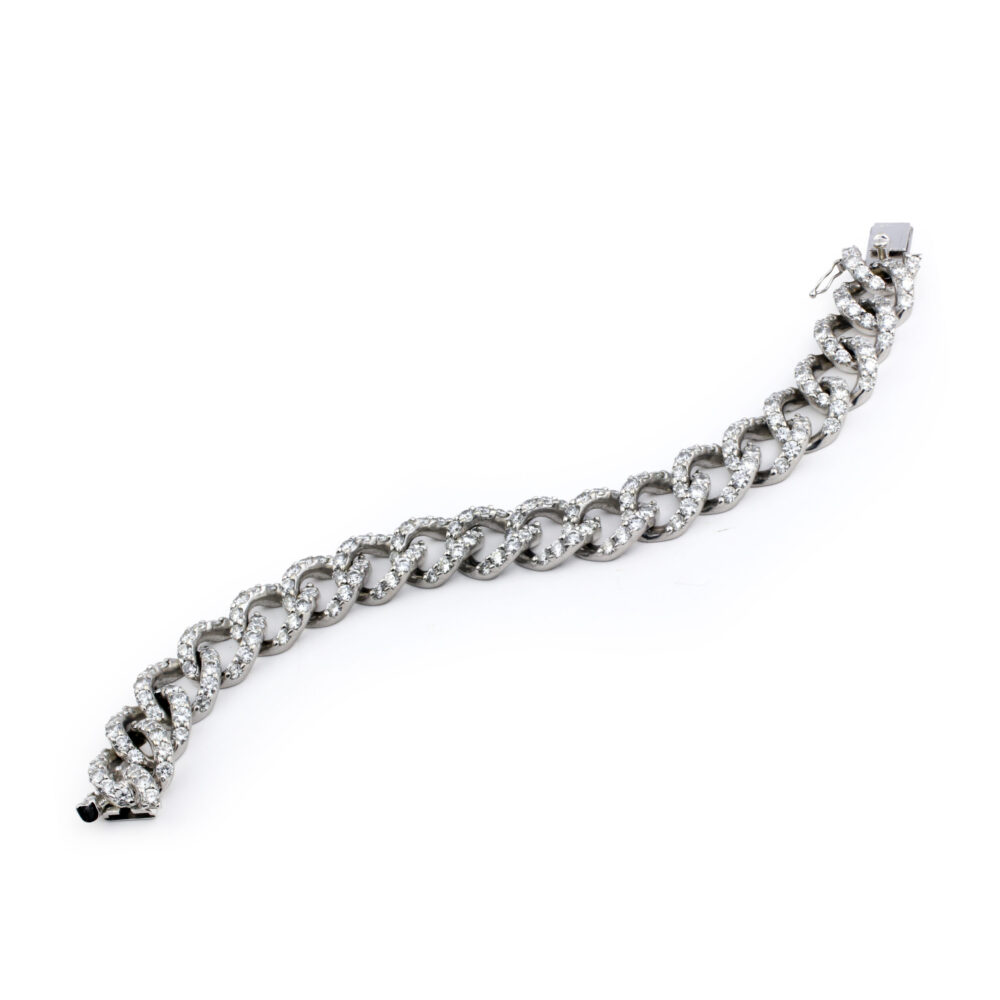 Mid-Century Diamond and White Gold Chain Bracelet