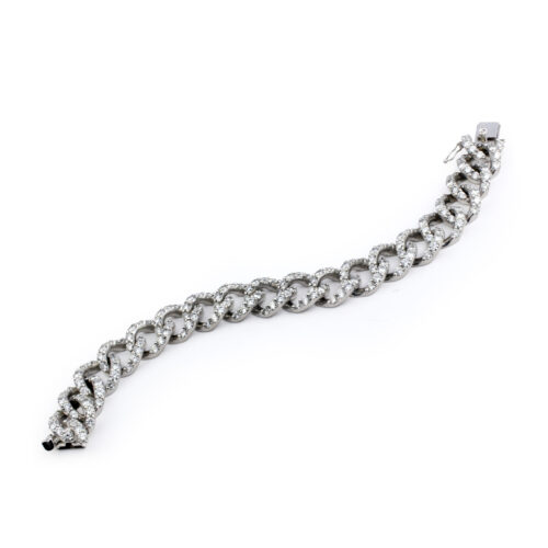 Mid-Century Diamond and White Gold Chain Bracelet