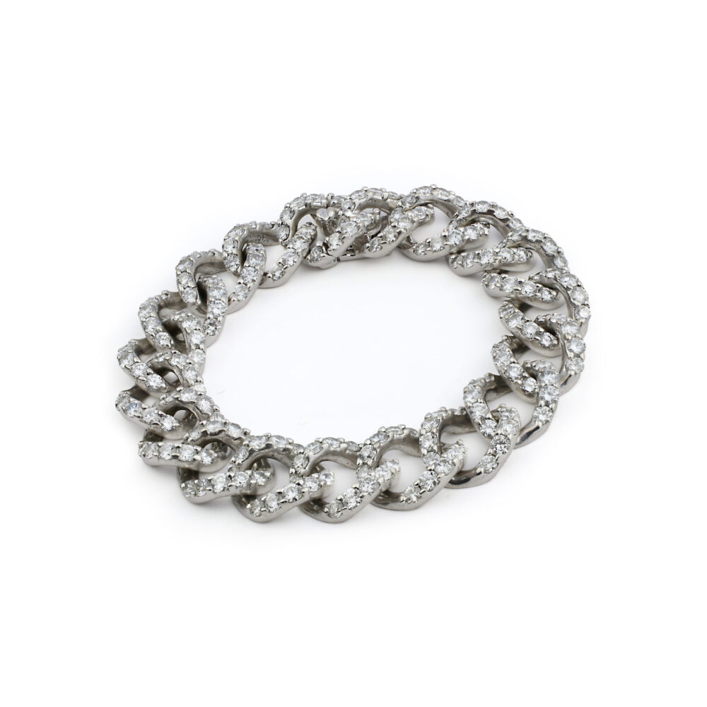 Mid-Century Diamond and White Gold Chain Bracelet