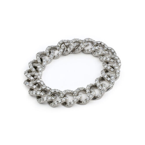 Mid-Century Diamond and White Gold Chain Bracelet