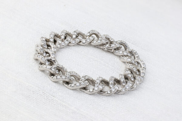 Mid-Century Diamond and White Gold Chain Bracelet
