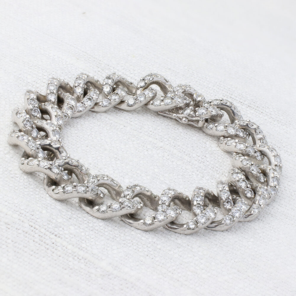 Mid-Century Diamond and White Gold Chain Bracelet