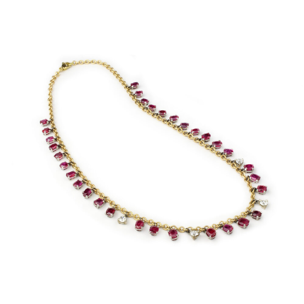 Ruby and Diamond Fringe Necklace