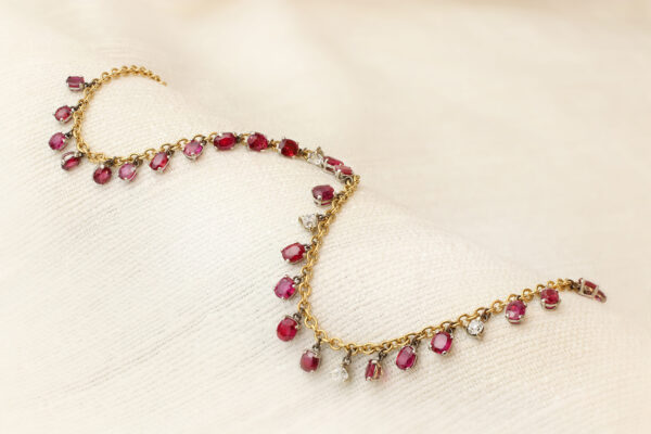 Ruby and Diamond Fringe Necklace